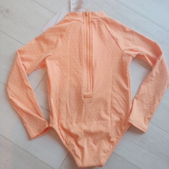 ROXY girl Peach Dot Full Rashguard Swimsuit NEW. ADORABLE - Picture 6 of 9